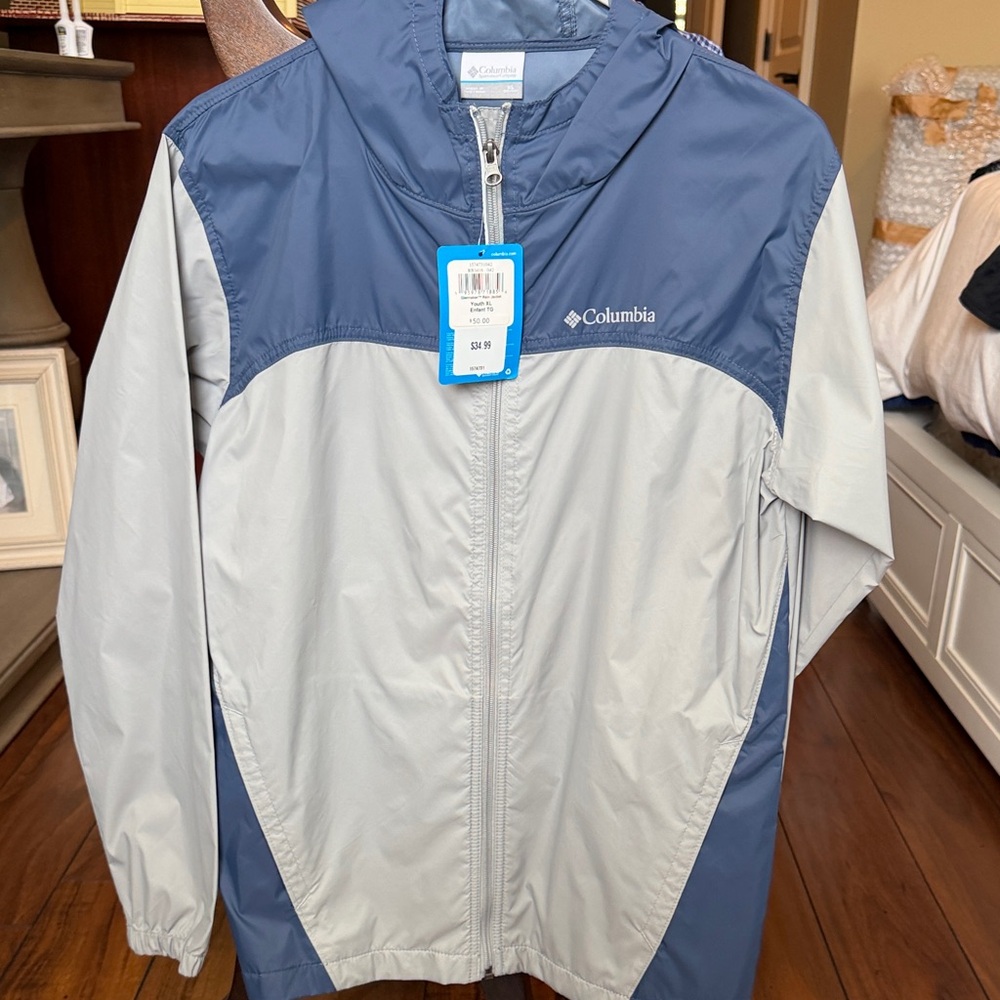 Columbia Kids Two-Tone Blue and Gray Raincoat